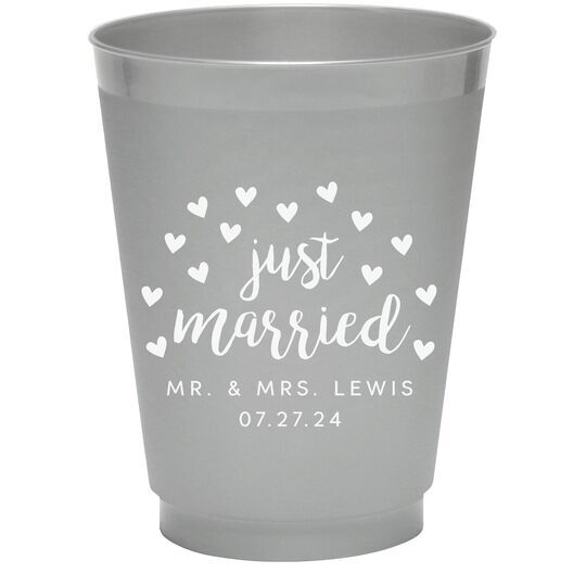 Confetti Hearts Just Married Colored Shatterproof Cups